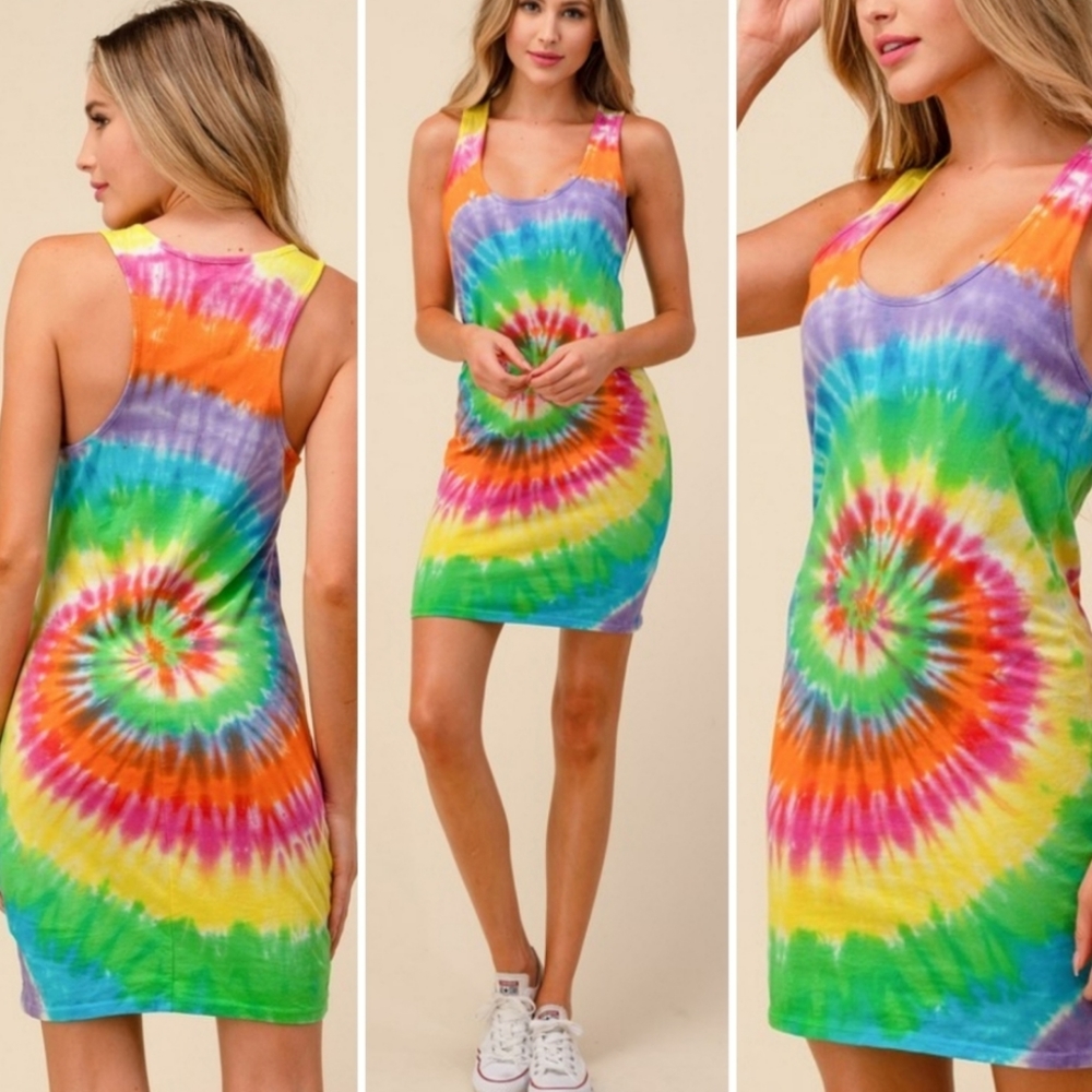 Women's Tie-Die Razorback Mini  Dress👗💙